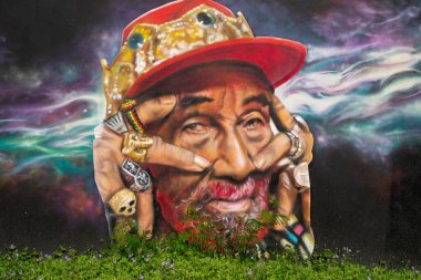 Montego Körfezi, St. James Parish - Jamaika - 10 Eylül 2025: Reggae ve Dancehall Şöhret Duvarı 'nın bir bölümü, 2024 yılında Jamaika' nın Montego Körfezi 'nde tamamlandı..