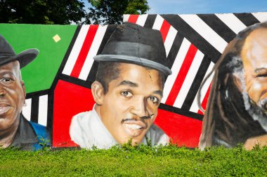 Montego Körfezi, St. James Parish - Jamaika - 10 Eylül 2025: Reggae ve Dancehall Şöhret Duvarı 'nın bir bölümü, 2024 yılında Jamaika' nın Montego Körfezi 'nde tamamlandı..