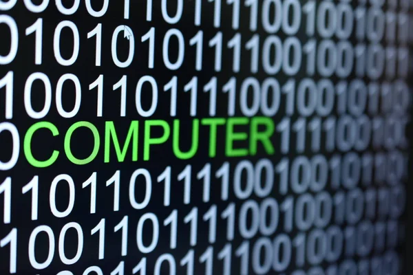 Ikili Kod Numarası Arkaplanı Yeşil Renkli Computer Sözcüğü — Stok fotoğraf