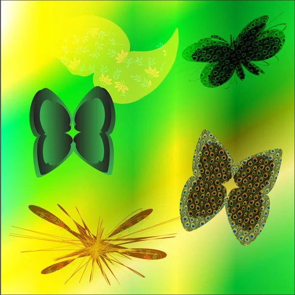 Schmetterlinge auf farbigem Hintergrund — Stockvektor