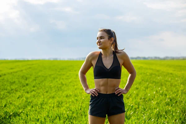 Entrenamiento Matutino Concepto Estilo Vida Saludable Mujer Atractiva Joven Ropa — Foto de Stock