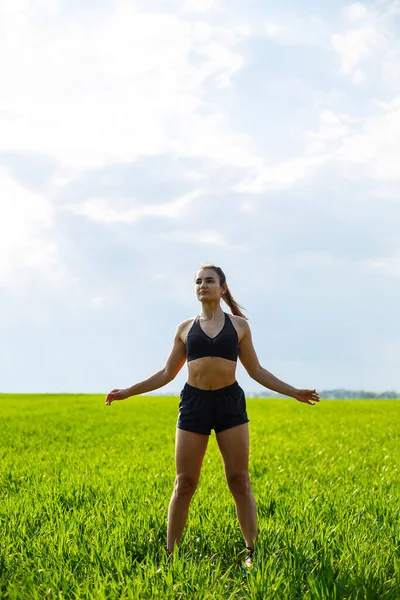 Entrenamiento Matutino Concepto Estilo Vida Saludable Mujer Atractiva Joven Ropa — Foto de Stock