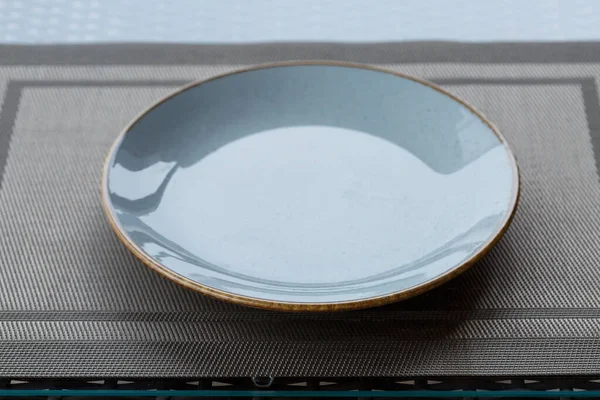 Leere Platte Mit Blauer Glasur Keramik Melamin Zum Abendessen — Stockfoto