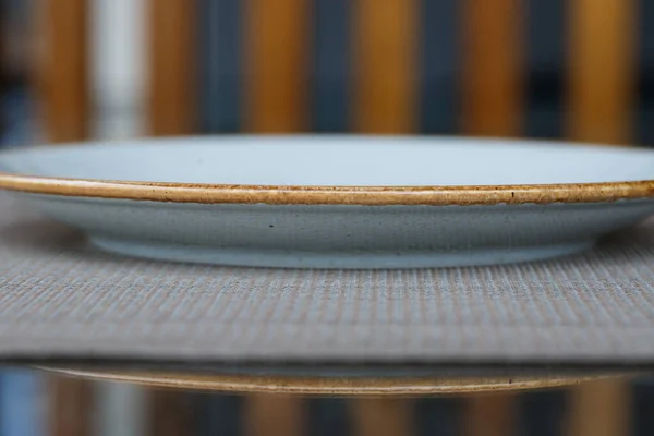Empty Plate Blue Glaze Ceramic Melamine Dinner — Stock Photo, Image
