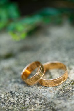 Yeni evliler için düğün yüzükleri.