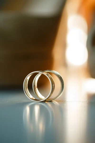 Anéis Casamento Ouro Para Recém Casados Dia Casamento — Fotografia de Stock