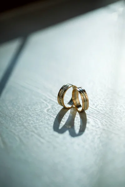 Anillos Boda Oro Para Recién Casados Día Boda — Foto de Stock