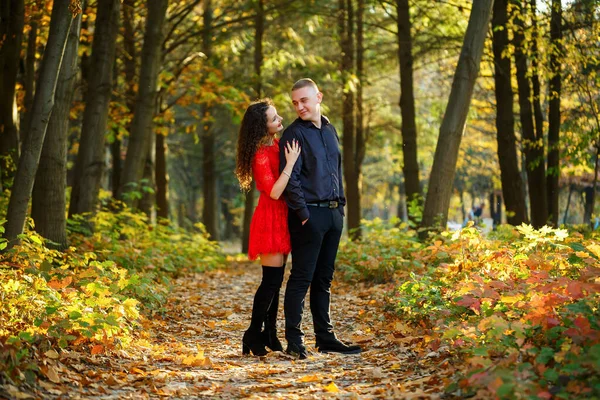 Sonbahar ormanlarında güzel bir çift