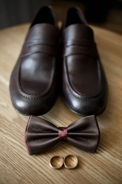 Conjunto Elegante Accesorios Novio Para Hombre Para Día Boda Zapatos — Foto de Stock