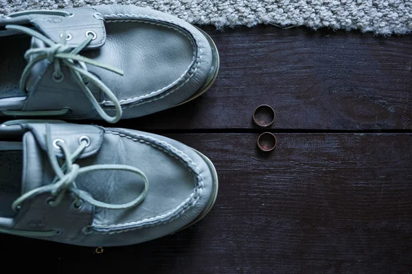 Conjunto Elegante Accesorios Novio Para Hombre Para Día Boda Zapatos —  Fotos de Stock