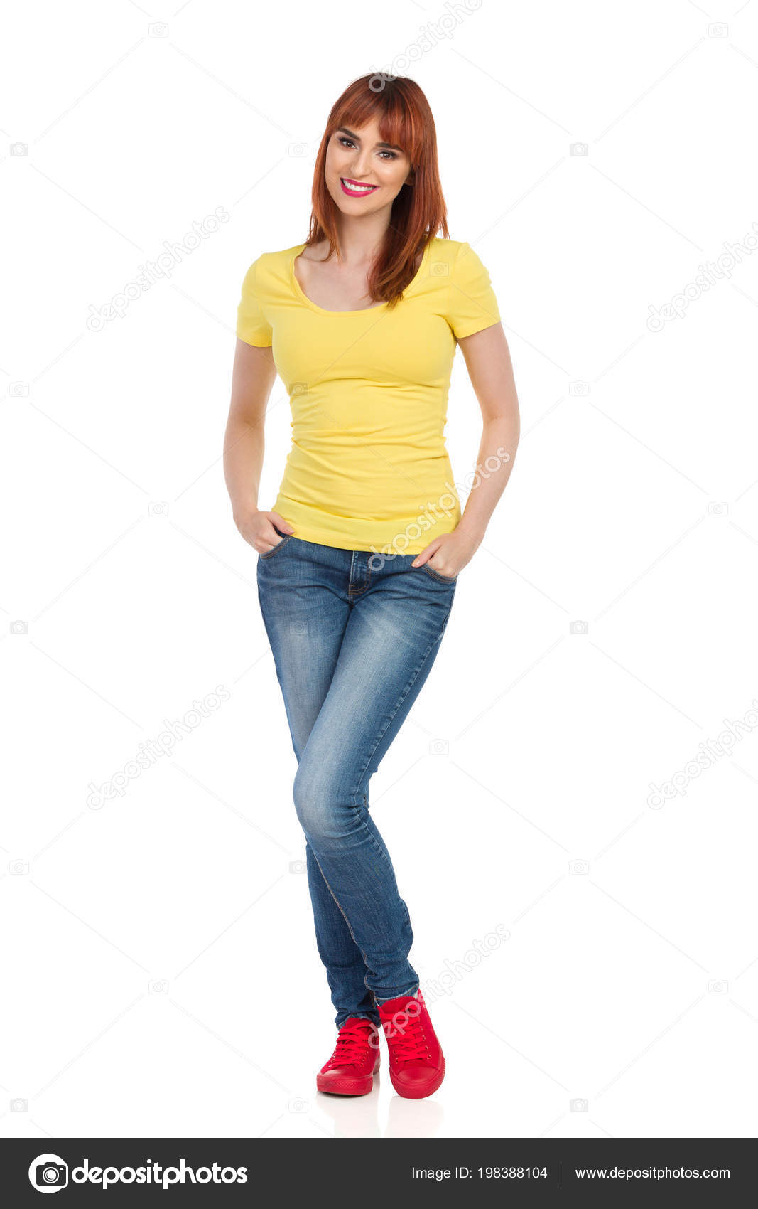 jeans with yellow shirt