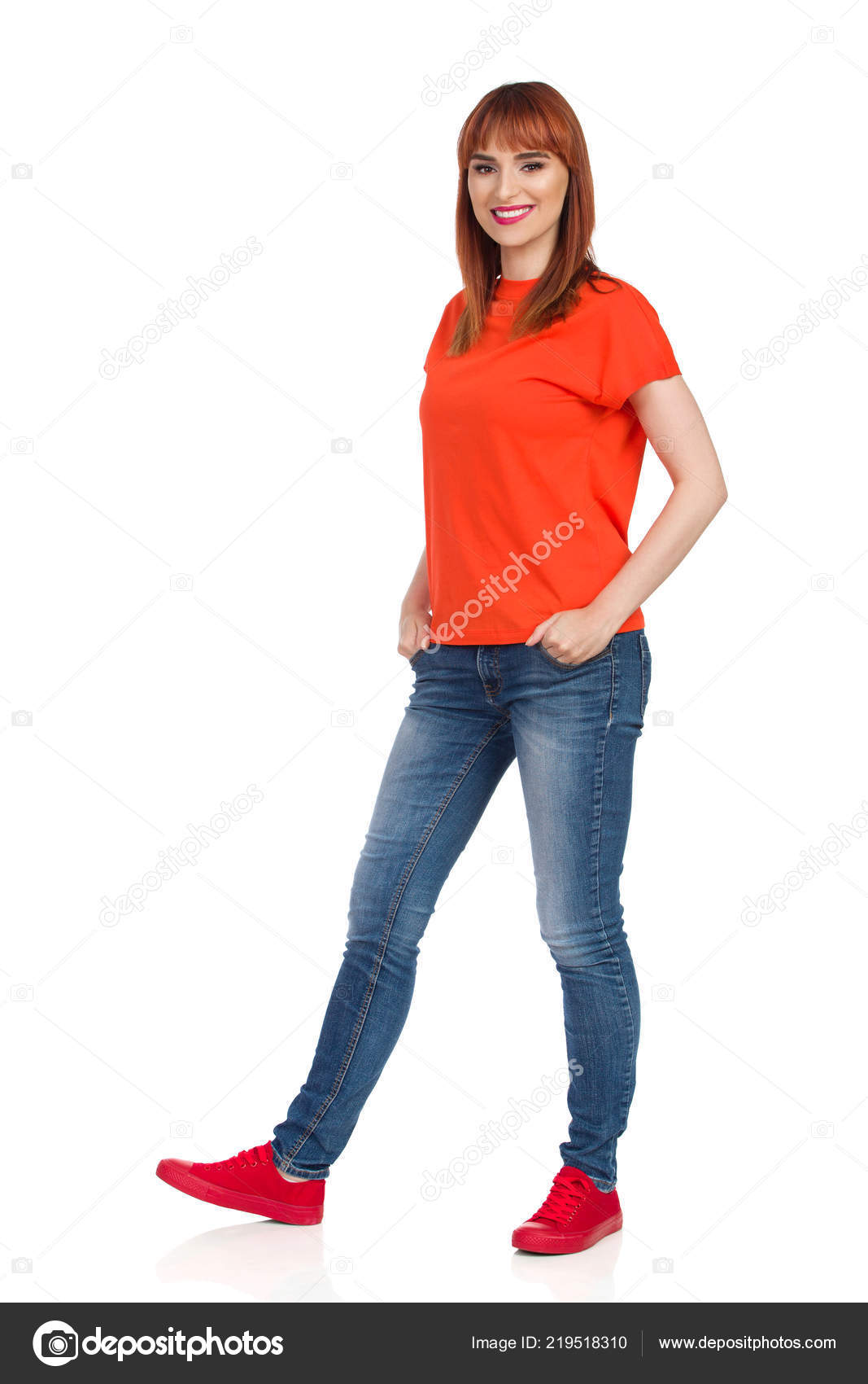 red sneakers with jeans
