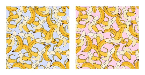Banane Fresche Succosa Dolce Modello Senza Soluzione Continuità Illustrazione Vettoriale — Vettoriale Stock