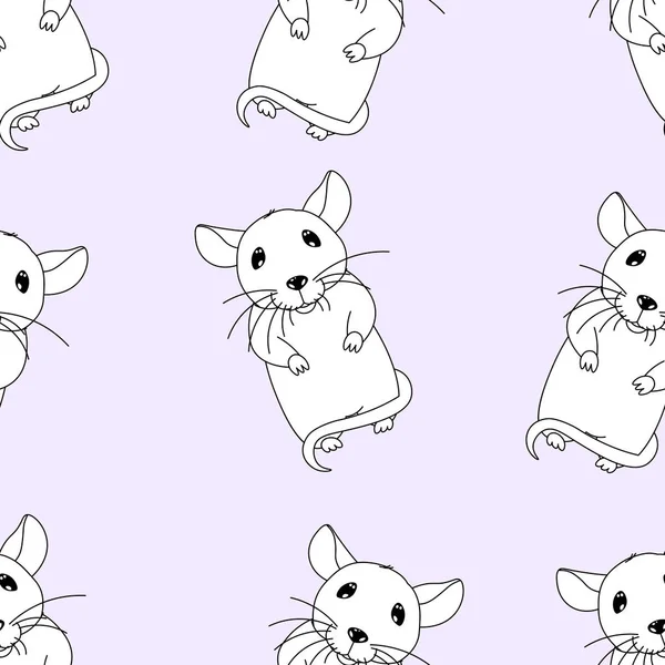 Mignon Petits Rats Motif Sans Couture Sur Fond Violet Dessin — Image vectorielle