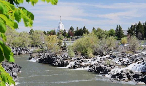Idaho Falls Temple Snake River — Stock Photo, Image