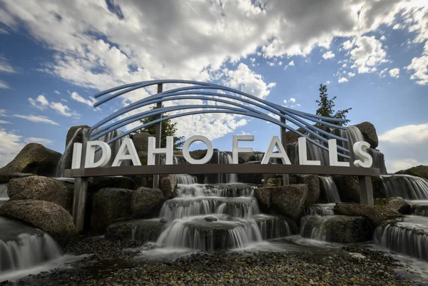Välkomstskylt Exit 118 Idaho Falls Idaho — Stockfoto