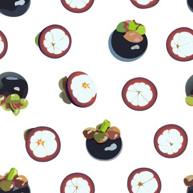 Mangosteen vektör sanatı kusursuz arkaplan.