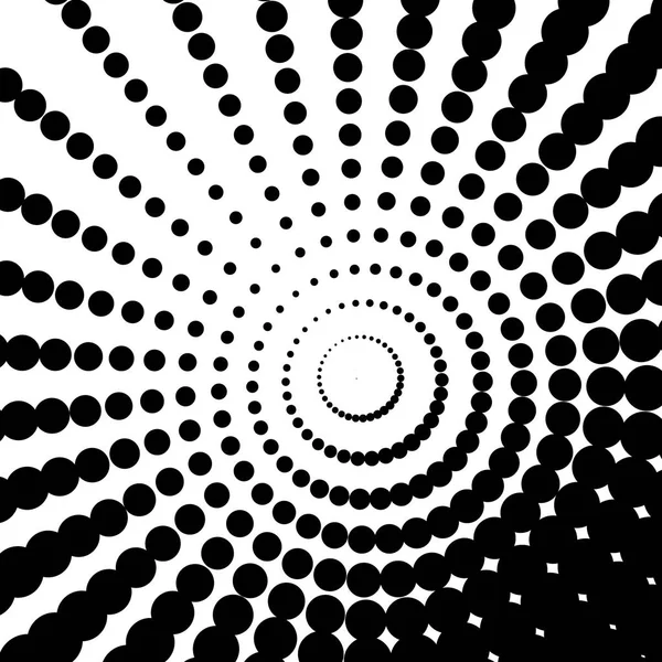 Perspektif siyah ve beyaz yarım ton noktalar çember deseni.