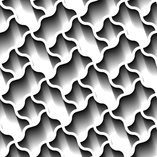Sömlös abstrakt geometriskt mönster, prame gränsen futuristiska tapeter, 3D grå kakel yta. — Stock vektor