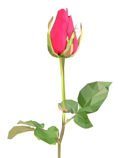 Rosa polígono rojo — Vector de stock