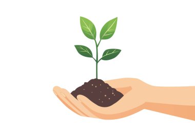Filiz ekolojisi ile el izole edilmiş ikon vektör illüstrasyon tasarımı