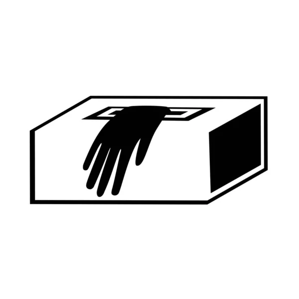 Guantes desechables negros en una caja en un estilo de dibujos animados. vector — Vector de stock