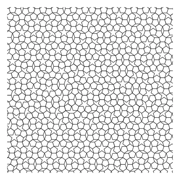 Mosaïque de carrelage Penrose en noir et blanc. vecteur — Image vectorielle