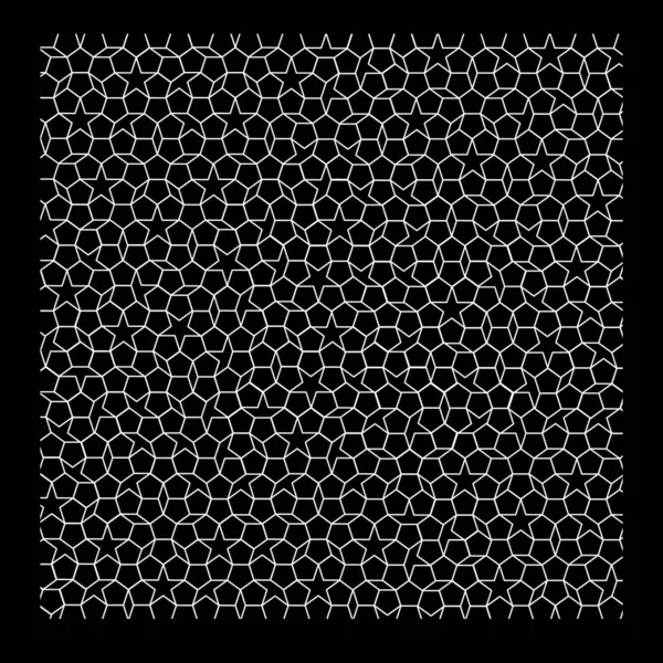 Mosaïque de carrelage Penrose en noir et blanc. vecteur — Image vectorielle
