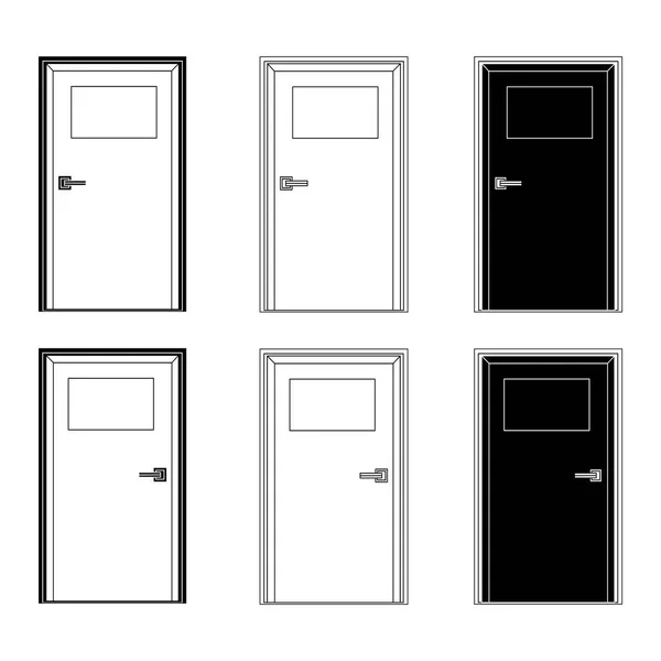 Set of doors with a sign in black and white. vector — Stock Vector