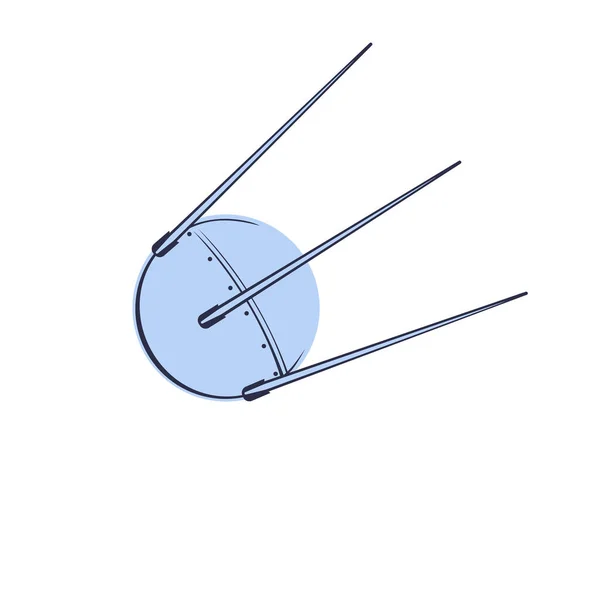 Sputnik 1 - el primer satélite artificial de la tierra. lanzó la URSS desde el vehículo de lanzamiento R-7. vector — Vector de stock