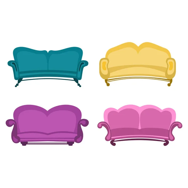 Set of baroque sofas. soft furniture. vector — Stock Vector