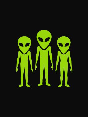 Siyah arka plan üzerinde izole vektör nesneleri ve tasarım öğeleri yabancılar kümesi