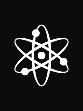 Beyaz arka plan üzerinde atom bilimi vektör simgesi. Grafik ve web tasarımı için atom bilimi modern simgesi. Logo, web sitesi, uygulama, ui için atom bilim simgesi işareti. Atom bilimi düz vektör simgesi illüstrasyon, Eps10