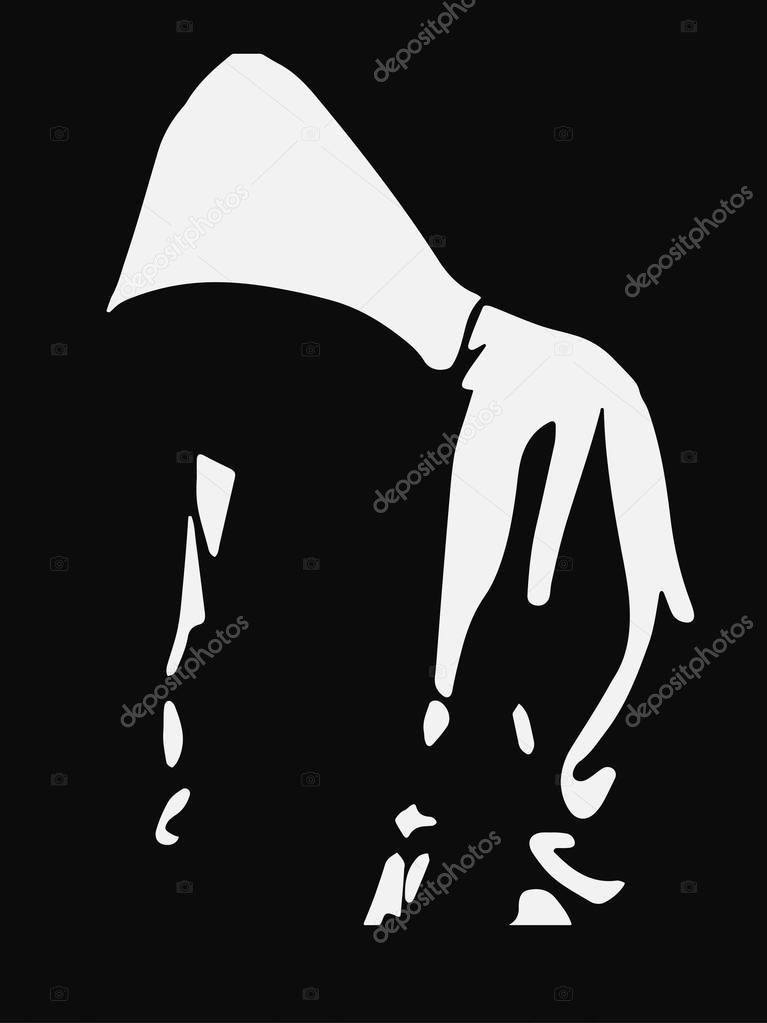 Urban style. Hooded man. Man Silhouette. Underground street art.Vector design isolated on black background