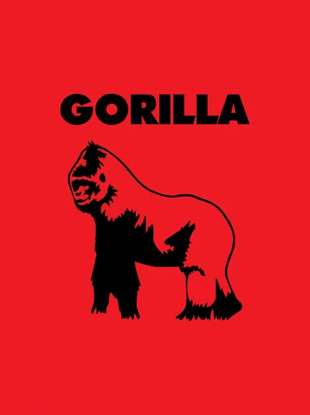 Fuerte Logotipo Gorila Vector Vector Design Isolated Sobre Fondo Rojo — Archivo Imágenes Vectoriales