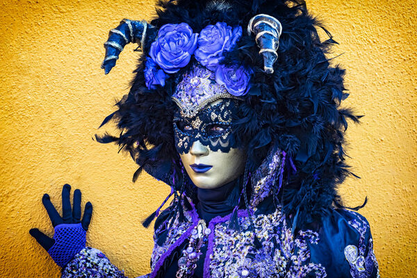 Venice 02/27/2019: Masks at the annual carnival of Venice, one of the most famous and visited of the world. People comes to visit or to show their  hand made costumes