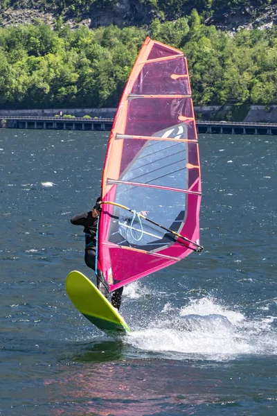 Windsurfing Trick Lake Como — Stock Photo, Image
