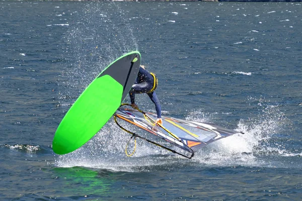 Windsurfing Trick Lake Como — Stock Photo, Image