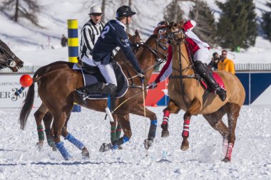 St. Moritz - 27 Ocak 2018: Kar Polo Dünya Kupası St.Moritz 2018'de maç aktiviteleri