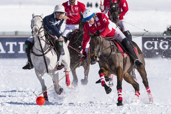 Sankt Moritz Stycznia 2018 Akcja Gry Mistrzostwach Świata Snow Polo — Zdjęcie stockowe