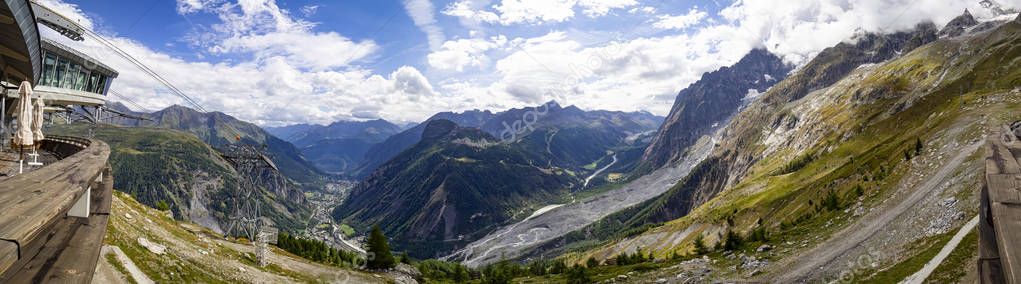 Pavillon, intermediate station of the Skyway cableway in Courmayeur