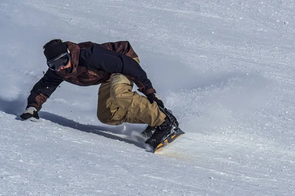 Olympussnowboarder Auf Einer Piste Digitalkamera — Stockfoto