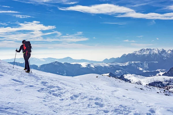Trekking Inverno Nos Alpes Italianos — Fotografia de Stock