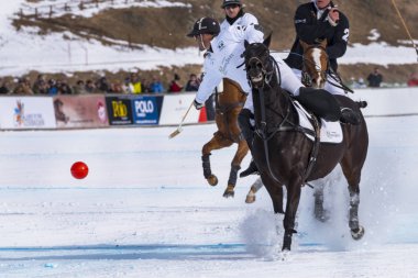 St. Moritz ( İsviçre ) - 30 Ocak 2016: Kar Polo Dünya Kupası St.Moritz 2016'da maç aktiviteleri