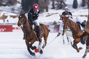 St. Moritz ( İsviçre ) - 30 Ocak 2016: Kar Polo Dünya Kupası St.Moritz 2016'da maç aktiviteleri