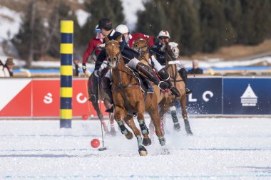 St. Moritz ( İsviçre ) - 30 Ocak 2016: Kar Polo Dünya Kupası St.Moritz 2016'da maç aktiviteleri