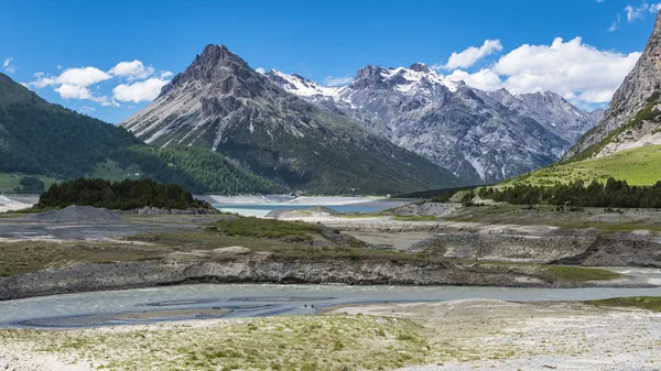 Alpské Jezero Vytvořené Přehradou Valtellině — Stock fotografie