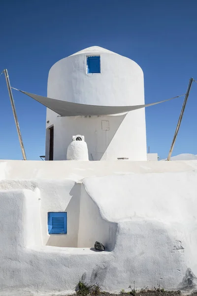 Maison Santorin Faite Par Vieux Moulin Vent — Photo