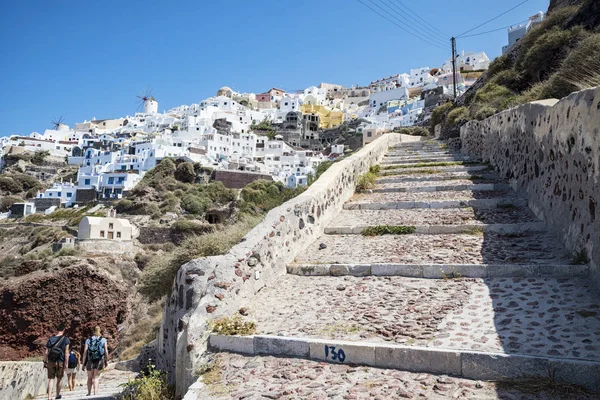 Trap Trom Seasite Naar Oia Een Stad Van Santorini Eiland — Stockfoto