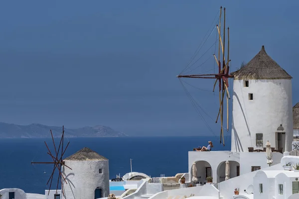 Moinho Vento Ilha Santorini — Fotografia de Stock